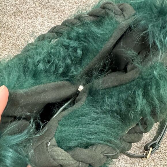 Genuine Mongolian Lamb Fur Handmade Top Handles Half Moon Slouchy Bag/ Crossbody - Picture 16 of 16